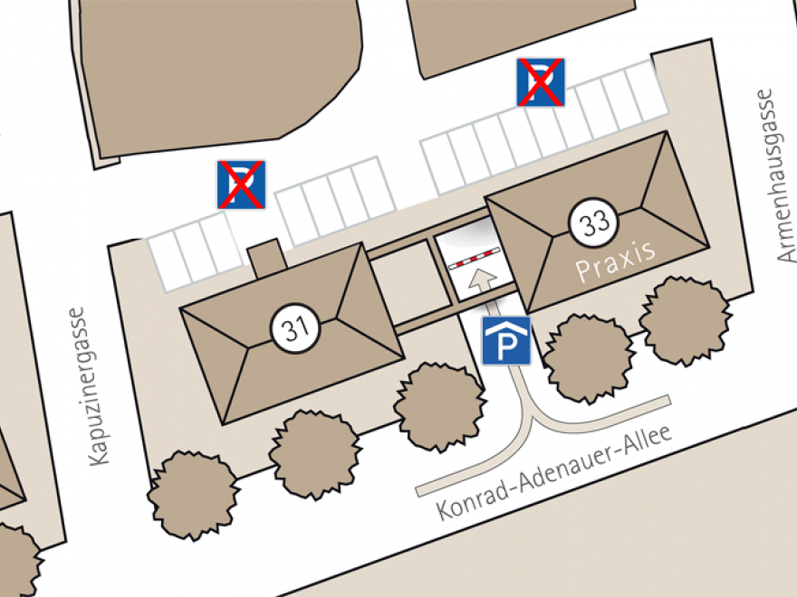 Neue Patientenparkplätze in der Tiefgarage - Privatpraxis Dr. Fischer & Kirschbaum - Fachärztinnen für Frauenheilkunde und Geburtshilfe